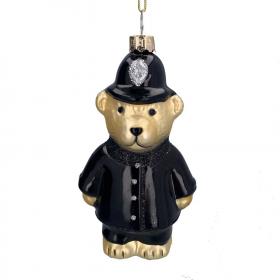 Vintage policeman bear glass decoration